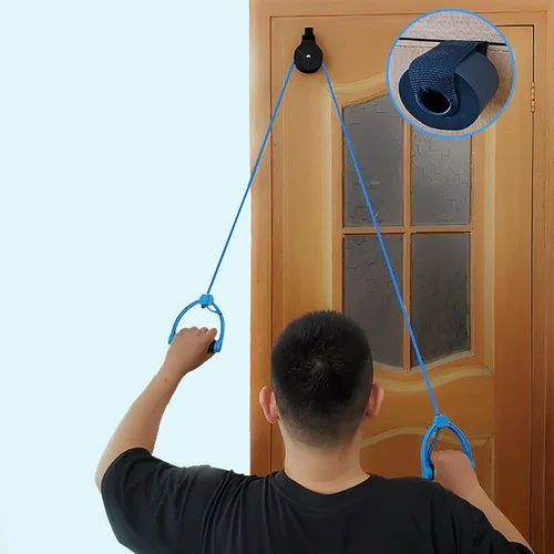 Vista 6 de Máquina de entrenamiento de fuerza para polea de hombro para terapia física sobre la puerta Polea familiar Anillo de honda Articulación de hombro