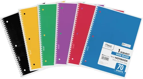 Vista 2 de Espiral Hidromiel, cuaderno de líneas anchas de 1 tema., Variados Paquete de 1