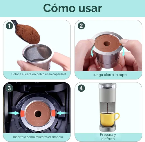 Vista 5 de RETHONE Cápsulas de café K Cup reutilizables, de acero inoxidable, K Cups reutilizables compatibles con cafeteras Keurig 1.0 y 2.0, K Cups