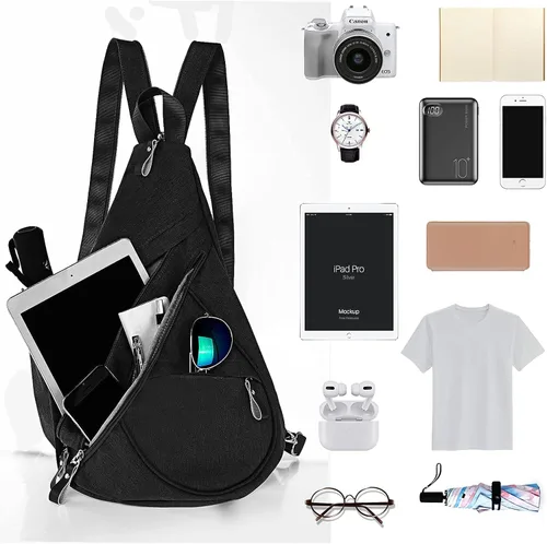 Vista 3 de Lovvento Bolso bandolera de lona para mujer, mochila cruzada pequeña para hombre, mochila casual para ciclismo, senderismo al aire libre