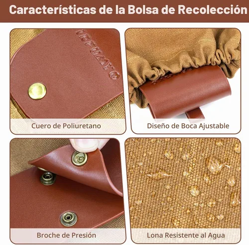 Vista 3 de Bolsa de forrajeo de lona encerada para acampar al aire libre, bolsa de forrajeo resistente al agua, plegable, de hongos marrones, bolsa