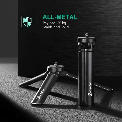 Vista 6 de Zeadio Trípode Mini de Metal, Carga Máxima 20kg/44lb, Trípode de Escritorio y Mesa, Compatible con Smooth 4, Crane Plus, Crane 2, Osmo Mobile