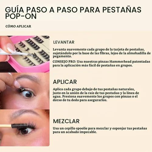 Vista 3 de Silly George Pestañas Pop-On – racimos de pestañas postizas prepegadas de 1 paso para bricolaje, extensiones de aspecto natural, Negro - Bloom