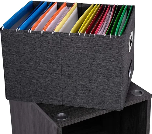 Vista 10 de BIRDROCK HOME Archivador rodante – Estante de almacenamiento decorativo con cubos extraíbles, asas y ruedas – Organiza archivos, libros, juguetes