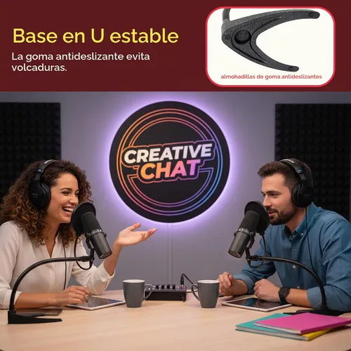 Vista 5 de Pyle PMKS8 - Soporte universal para micrófono de mesa con soporte flexible de cuello de cisne de 8.2 pulgadas y base sólida en forma de U, perfecto
