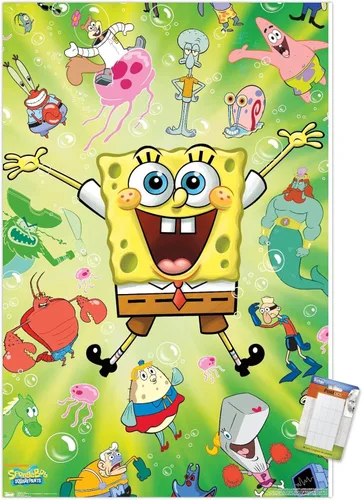 Vista 16 de Trends International Nickelodeon Bob Esponja - Póster de pared de explosión, 14.725 x 22.375 pulgadas, versión enmarcada de madera de granero