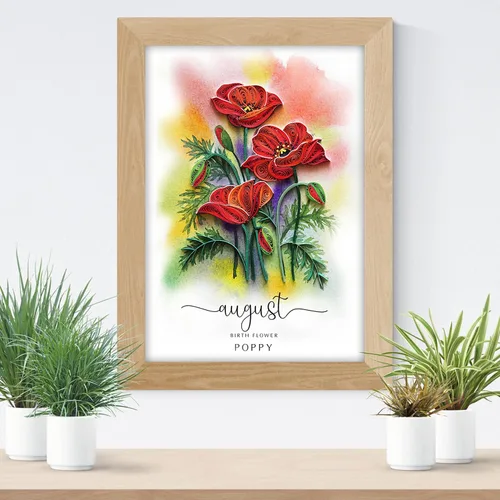 Vista 8 de Tarjeta de Flor de Nacimiento, Tarjeta Floral de Quilling Hecha a Mano para Cumpleaños, Aniversario, Flor de Mes de Nacimiento para Mamá, Mujeres