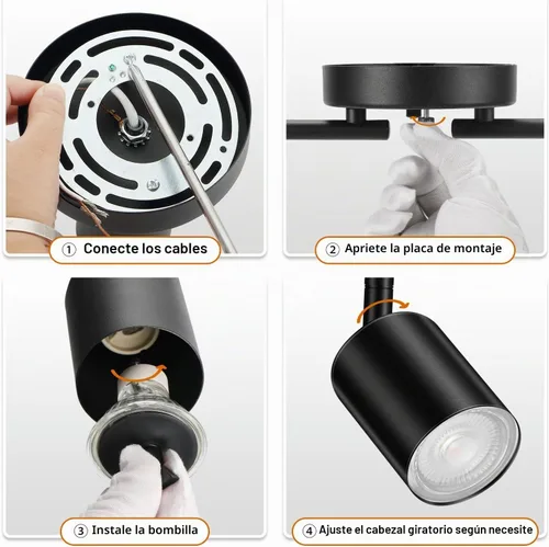 Vista 7 de Accesorios de iluminación de pista de techo negro, accesorio de iluminación de cocina, kit de luz de pista de 4 luces de 30", luces de techo LED