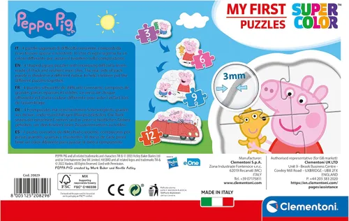 Vista 3 de Clementoni 20829, Peppa Pig My First Puzzles para niños pequeños, 3+6+9+12 piezas, a partir de 2 años