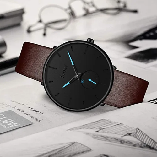 Vista 6 de Mens Watches Minimalist Ultra Thin Waterproof Fashion Dressy Wrist Watch for Men Business Casual Luxury Quartz Analog Watch