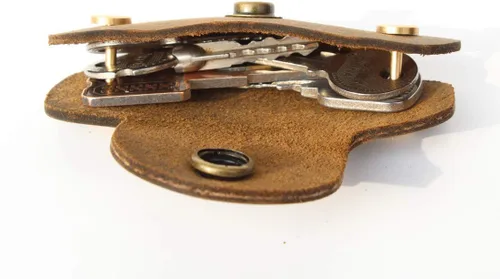 Vista 12 de Handmade Thick Cowhide Hook Small Key Bag Keycases key organizer Vintage