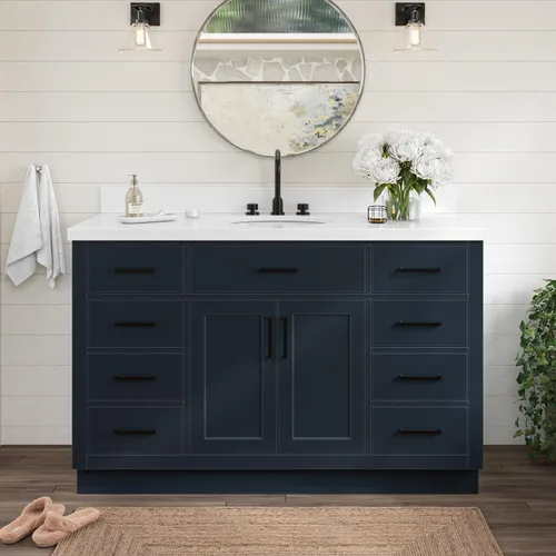Vista 53 de ARIEL Hepburn - Tocador de baño de 30 pulgadas con fregadero, madera maciza, encimera y protector contra salpicaduras de cuarzo blanco puro de 1.5