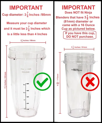 Vista 3 de Blendin Vaso grande alto de 24 onzas con tapa Sip N Seal de repuesto, compatible con licuadoras Nutri Ninja Auto IQ y Duo - Vasos de repuesto