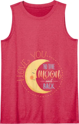 Vista 14 de Camiseta con texto en inglés "I Love You To the Moon And Back Tank Top Negro