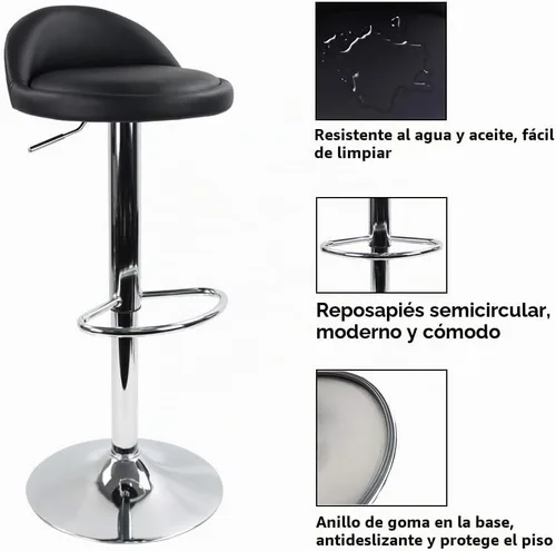 Vista 5 de KKTONER Taburete redondo de cuero sintético con respaldo de altura ajustable giratoria, silla de pub giratoria para el hogar, taburetes de bar