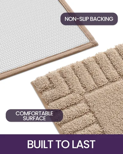 Vista 7 de DEXI - Alfombras de baño de 16"x24", alfombras antideslizantes para el suelo del baño, alfombra de baño ultrasuave y absorbente para la ducha, Beige