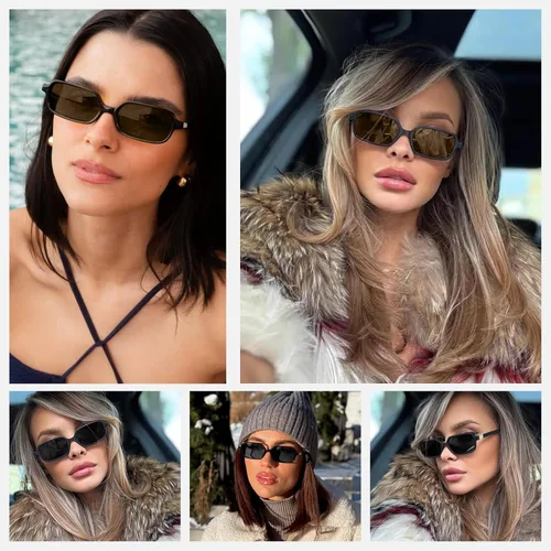 Vista 2 de 4PACK Retro Rectangular Sunglasses for Women Trendy Small 90s y2k Square Sun Glasses UV Protection Travel Goggles