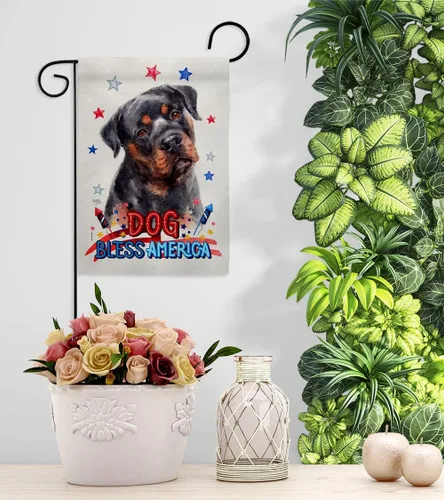 Vista 9 de Breeze Decor Kit de bandera patriótica de caoba rottweiler para casa de jardín, perro, cachorro, pata arruinada, piel canina, mascota, naturaleza