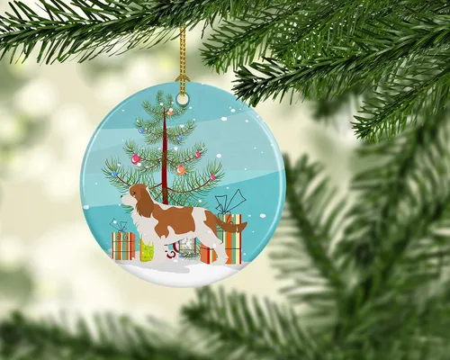 Vista 2 de Caroline's Treasures Cavalier King Charles Spaniel - Adorno de cerámica para árbol de Navidad, decoración colgante para el hogar, Navidad, fiestas