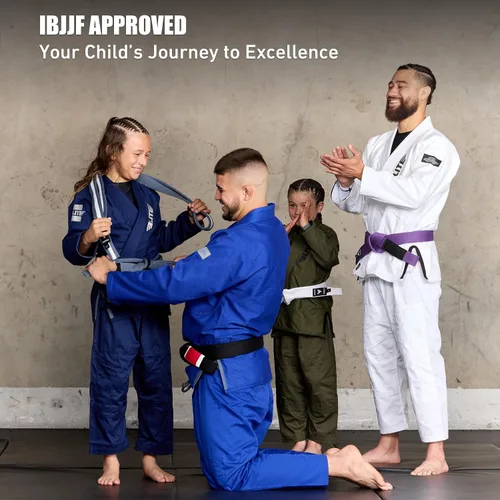 Vista 5 de Elite Sports Kids BJJ GI - Kimono brasileño Jiujitsu Gi con tela preencogida y cinturón, para niños y jóvenes, aprobado por la IBJJF