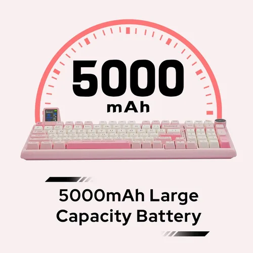 Vista 3 de EPOMAKER RT100 - Junta de 97 teclas BT5.02.4GUSB-C Teclado mecánico con pantalla de visualización personalizable, perilla, enchufe intercambiable