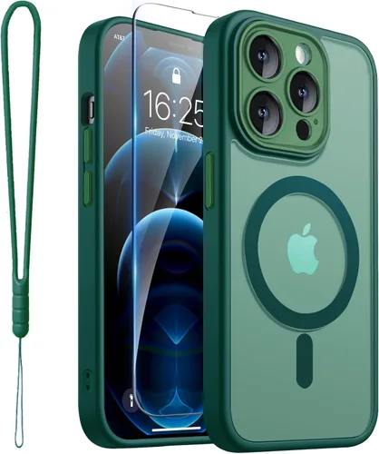 Vista 12 de ROYBENS Funda transparente mate para iPhone 12 Pro-Max compatible con Magsafe, protección completa de lente de cámara, protector de pantalla, correa