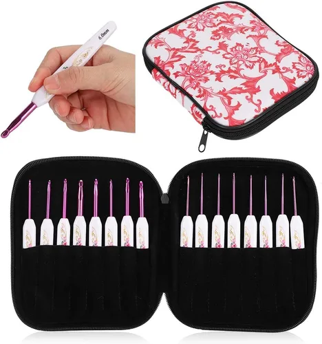 Vista 5 de Zerodis Kit de ganchos de ganchillo con estuche, herramienta de tejer de bricolaje, gancho de ganchillo, juego de agujas de tejer de aluminio, juego