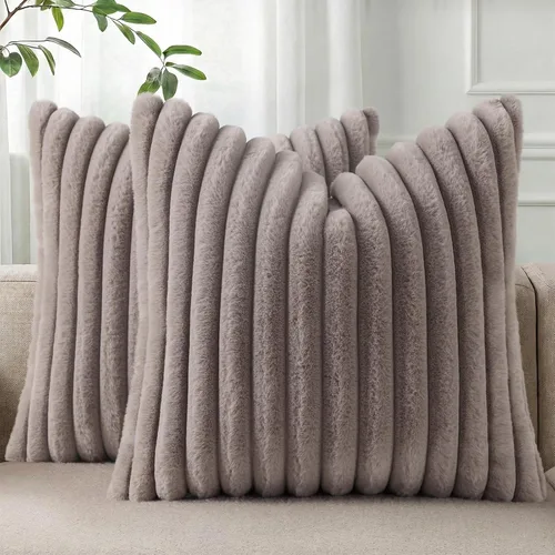 Vista 10 de Pallene Fundas de Cojines Decorativos de Felpa de Piel Sintética de 16 x 16 pulgadas, Juego de 2, Fundas de Cojines Decorativos de Lujo Suaves