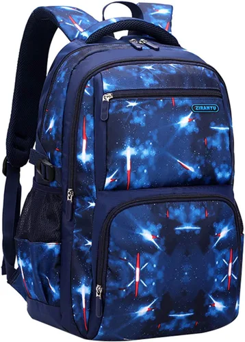 Vista 17 de Mochila JiaYou con patrón espacial de la galaxia para niños, primaria, escuela media, mochila de día para hombres, mochila para portátil