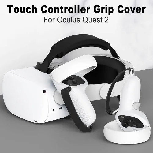 Vista 6 de Gwyoneaon Protective Cover for OculusMeta Quest 2 Accessories, Silicone Controllers Grip Cover Protector, Soft Shell Skin with Face Cover and Lens