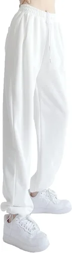 Vista 3 de Pantalones deportivos de pierna ancha para mujer, pantalones de yoga casuales de cintura alta, pantalones de descanso con bolsillos