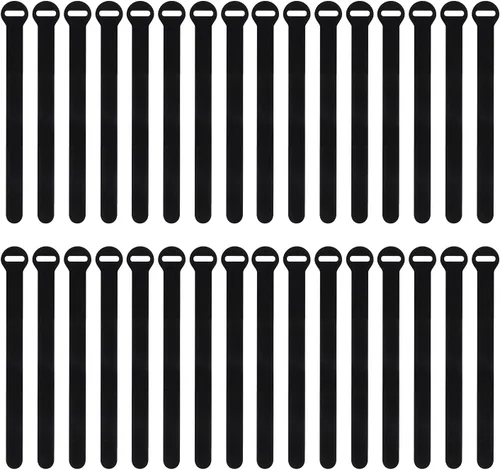 Vista 5 de Bridas de cable autoadheribles de Wrap-It Storage, negras, correas de 12.7 cm (paquete de 50) – Bridas de cable reutilizables con gancho y bucle