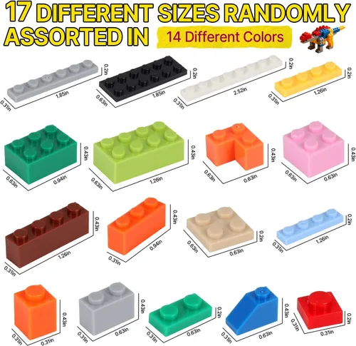 Vista 2 de 1200 piezas de bloques de construcción a granel, ladrillos de Multicolor