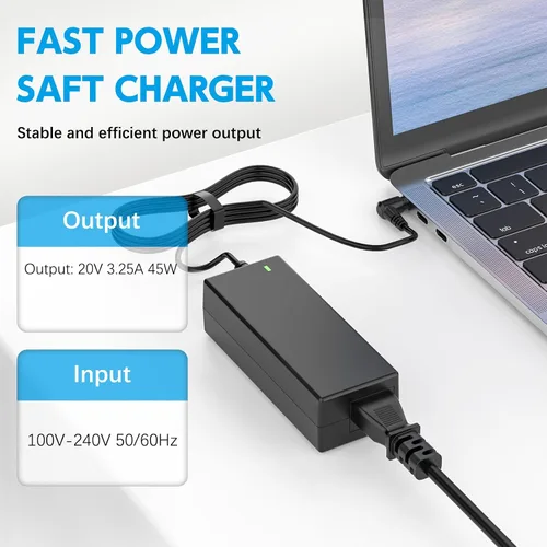 Vista 2 de Cargador para portátil de 45 W, 20 V, 2.25 A, compatible con Lenovo Ideapad 100 110 110s 120s 310 320 320s 330 330s 510 510s 710s; Yoga 710 11 14