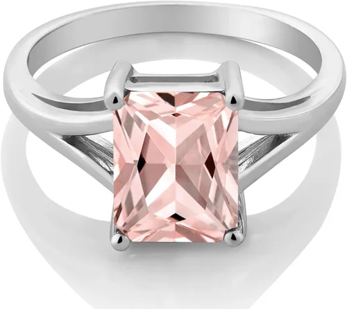 Vista 88 de Gem Stone King Anillo de compromiso solitario con diseño clásico de vástago dividido para mujer, plata de ley 925, piedra natal de piedra preciosa
