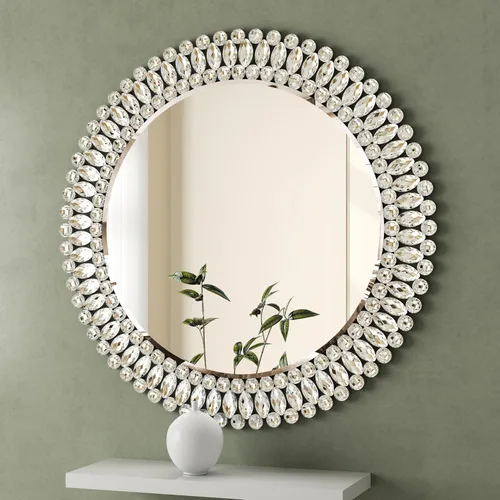 Vista 12 de Espejo de baño rectangular con diamantes de cristal de 36 x 24 Vidrio templado HD