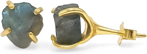 Vista 97 de Aretes de piedra preciosa natural en bruto con oro amarillo sobre plata de ley 925, 6 a 0.276 in, regalo de piedra de nacimiento de calidad genuina