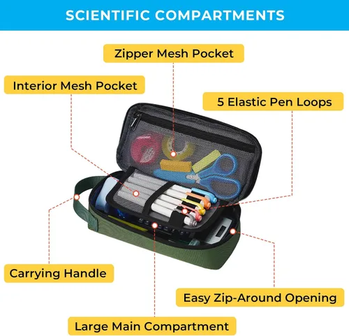 Vista 3 de ECHSRT Estuche grande para lápices, estético, portátil, con cremallera, bolsillo oculto, bolsa especial para hombres, mujeres y adultos, organizador