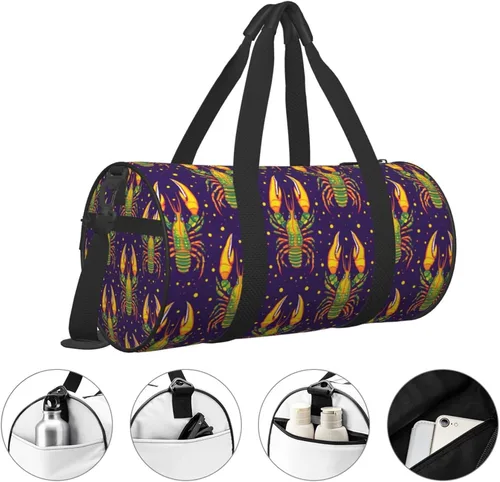 Vista 3 de Large Duffle Bag for Travel - Retro Lobster Print Gym Bag for Women Men, Travel Foldable Bags for Women Men with Zippered Multiple Pockets