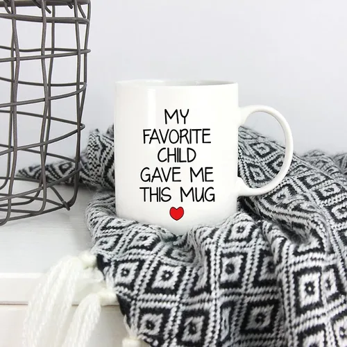 Vista 5 de 5Aup Taza con texto en inglés "My Favorite Child Gave Me This ", regalo de Navidad de parte de hija, hijo y niños, regalo de cumpleaños para papá