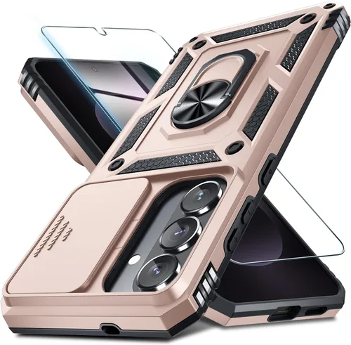 Vista 35 de Janmitta Compatible con Samsung Galaxy S24 FE Funda con Cubierta Deslizante Integrada para Lente de Cámara+Protector de Pantalla+Soporte de Anillo