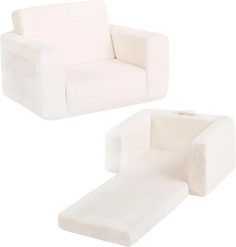 Vista 19 de Tiita Sofá para Niños, Silla Sofá para Niños 2 en 1, Sofá Convertible para Niños Pequeños a Tumbona, Sofá de Bebé Desplegable, Cama Silla