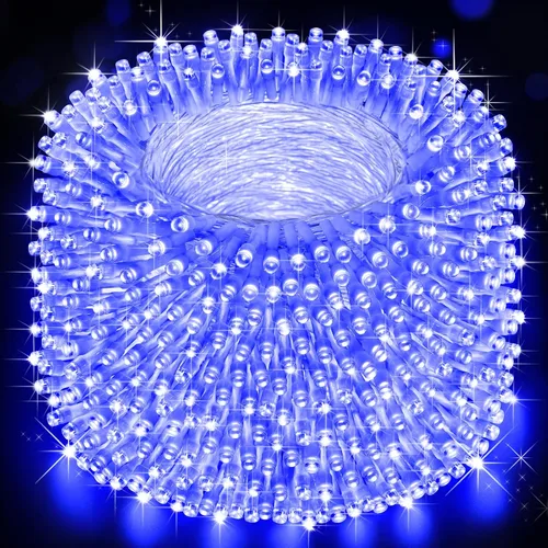 Vista 8 de Cadena de luces de Navidad para exteriores, 125 pies con 350 luces LED, 8 modos y función de temporizador con memoria, luces de hadas parpadeantes