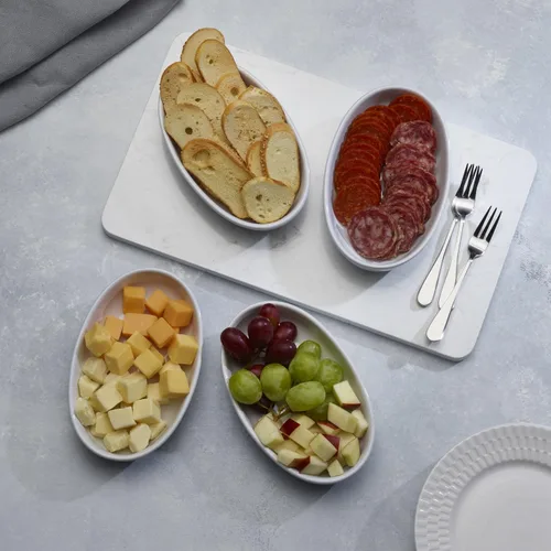 Vista 4 de Pfaltzgraff Burrito Oval - Juego de 4 cuencos de frutas para inmersión, 7 pulgadas, color blanco