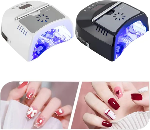 Vista 3 de Lámpara de uñas LED UV, inalámbrica, 72 W, luces UV para uñas de gel con ventilador, secador de uñas recargable (negro)