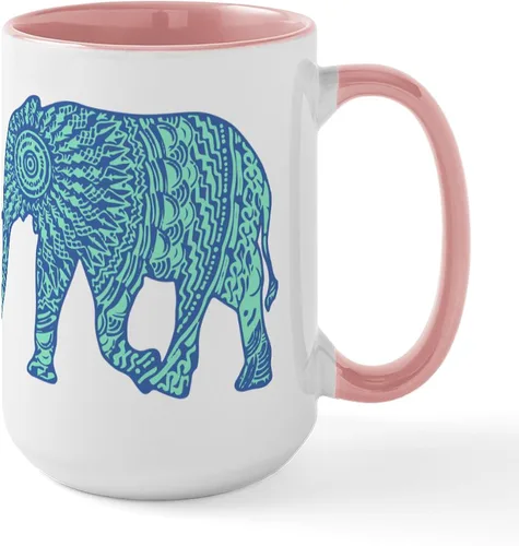 Vista 11 de CafePress Blue Elephant - Taza de café de cerámica de 15 oz (15.0 fl oz)