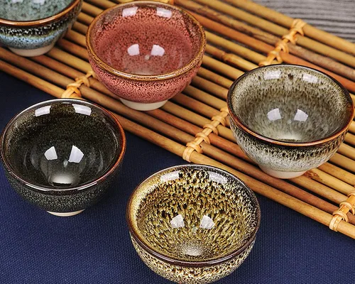 Vista 6 de VanEnjoy 6 juegos de tazas de té coloridas - transformación del horno chino hecho a mano Jianzhan