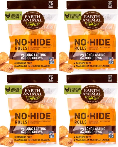 Vista 17 de Earth Animal No Hide - Masticables sin cuero para perros pequeños, sabor a tocino y queso de hamburguesa de la parrilla, libres de cuero crudo - 6