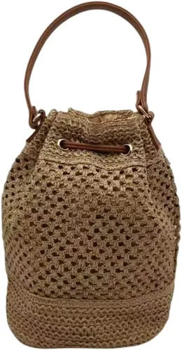 Vista 7 de Bolso pequeño de paja con cordón para mujer, bolso de hombro hueco para verano, playa