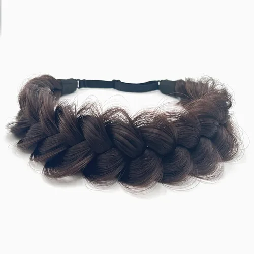 Vista 4 de Diadema trenzada de pelo sintético, hebras anchas clásicas, para boda, desordenada, esponjosa, peluca, accesorio de belleza para mujer